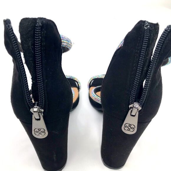 Daisy Fuentes RYATT Black Fabric Rhinestone Sparkle Heeled Sandals - Picture 15 of 16